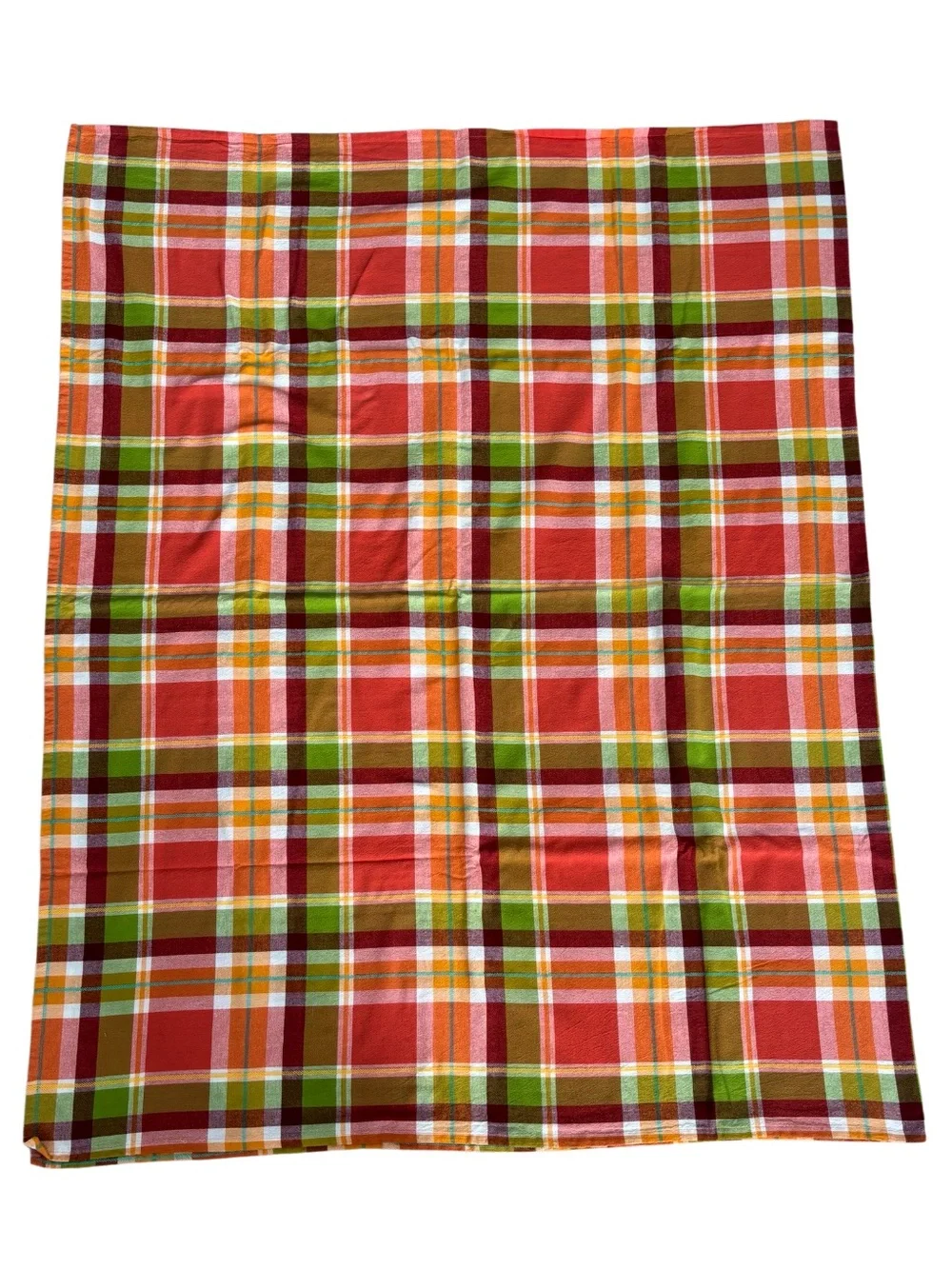 Autumn Tablecloth Fall Plaid Traditional Farmhouse Boho Cottage Tan 110” x 85”